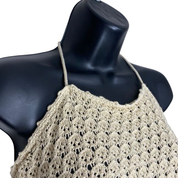 NWT House of Harlow 1960 Halter Top Womens M Crochet Knit Cropped Boho Revolve - Picture 6 of 14